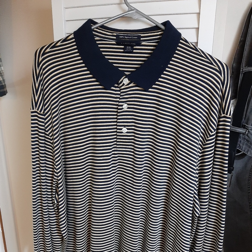 XXL striped long sleeve polo